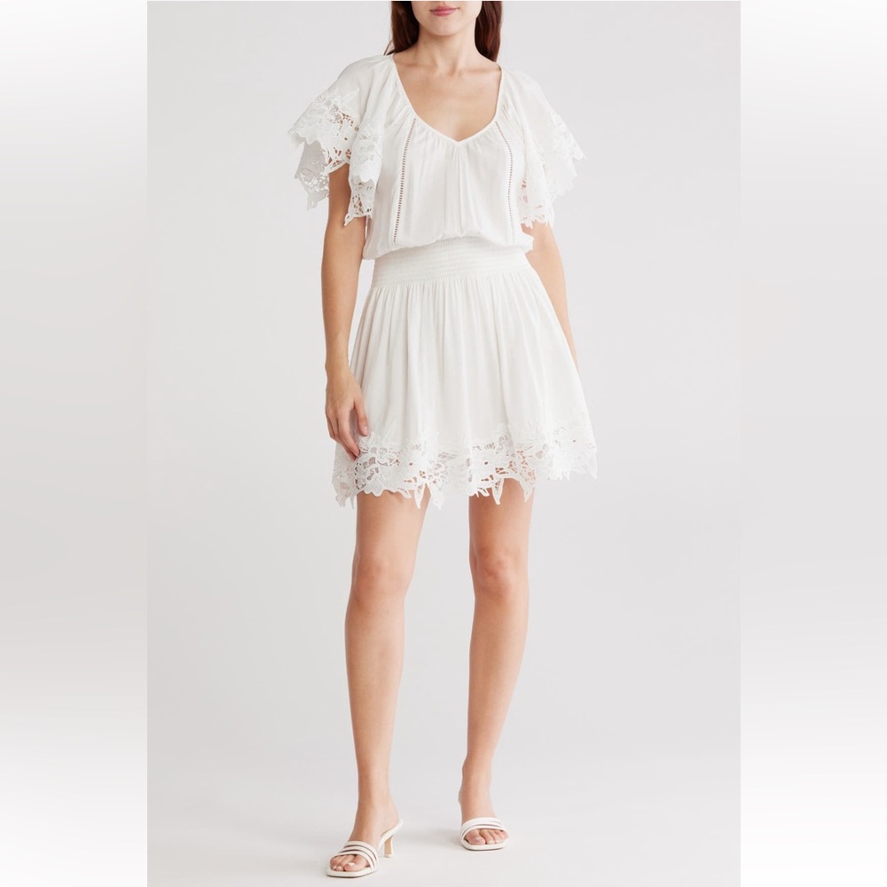 Ramy Brook Jacy Lace Trim Short Sleeve Dress
